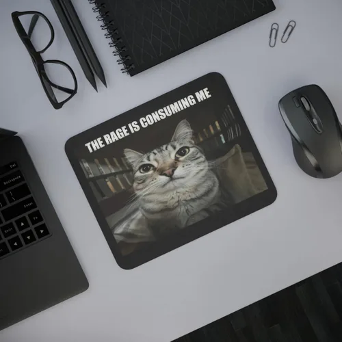 Miniatura 5 de Graciosa alfombrilla para ratón con meme de gato "La rabia me está consumiendo", antideslizante, para juegos, base de goma para computadora PC