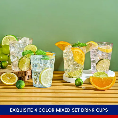 Miniatura 3 de JOLLY CHEF Paquete de 100 vasos de plástico de 10 onzas, vasos desechables para fiesta en varios colores, vasos de plástico con 4 colores adecuados