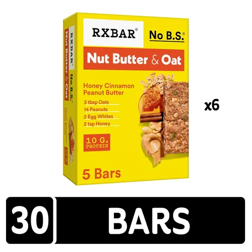Miniatura 5 de Barras de proteína RXBAR con mantequilla de nuez y avena, snacks de proteínas, mantequilla de maní con miel y canela (6 cajas, 30 barras)