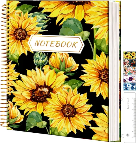 Miniatura 8 de CAGIE Cuaderno en espiral de tapa dura 8.5 x 11, cuaderno en espiral floral de 200 páginas con bolsillos, cuadernos encuadernados en espiral grandes