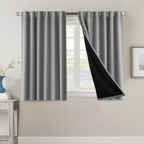 Miniatura 64 de H.VERSAILTEX Cortinas 100% opacas para dormitorio con forro negro, cortinas de oscurecimiento de habitación completa, con aislamiento térmico