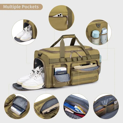 Miniatura 6 de Bolsas de gimnasio para hombres, 35L55L, bolsa de lona táctica, bolsa de viaje deportiva, bolsa de gimnasio, fin de semana, mochila nocturna