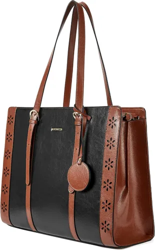 Miniatura 8 de BOSTANTEN Bolsa para laptop para mujer, 15.6 pulgadas, maletín de cuero para computadora, bolso de mano de trabajo vintage