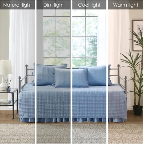 Miniatura 2 de Comfort Spaces Funda para sofá cama de lujo de doble cara - Acolchado, ropa de cama acogedora para todas las estaciones con falda de cama, fundas a