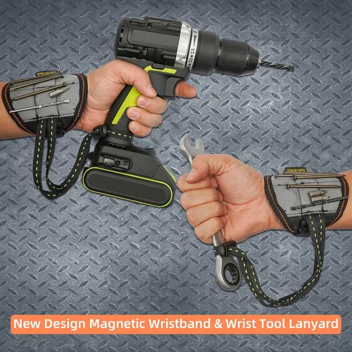 Miniatura 6 de KUNN Cinturón de herramientas con suspensión y pulsera magnética para carpintero, electricista (Color Gris)