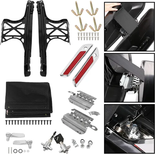 Miniatura 2 de ECOTRIC Kit de cierre de hardware para alforja rígida Compatible con Harley Touring Road King Street Glide Electra Glide Ultra-Classic FLT FLHT