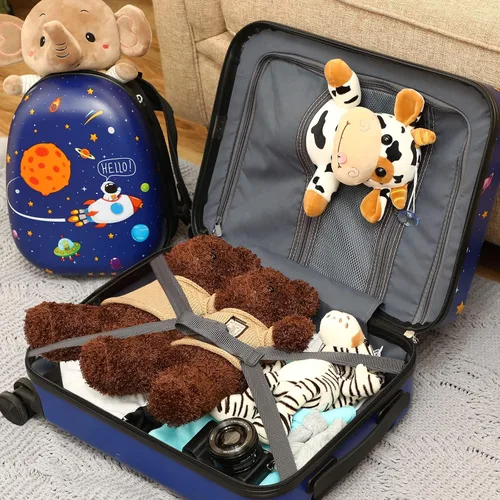 Miniatura 7 de Weewooday Maleta y mochila para niños de 18 pulgadas con rueda giratoria, estuche rígido de viaje de 13 pulgadas, mochila para niña, juego