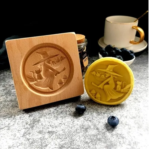 Miniatura 25 de Sello para galletas de búho 2 de madera - Molde tallado y prensa para pan de jengibre y galletas DIY (owl 2)