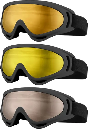 Miniatura 9 de Gafas de esquí, gafas de motocicleta, paquete de 3 gafas de snowboard para hombres, mujeres, adultos y jóvenes
