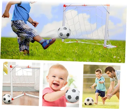 Miniatura 7 de Mini portería de fútbol con fútbol e inflador, red deportiva plegable para interiores para puerta de fútbol portátil resistente a la intemperie