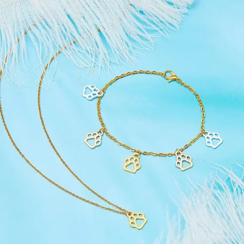 Miniatura 4 de Hicarer 150 dijes con estampado de pata, pulsera de huellas de perro, cuentas de huella de animal, joyería para joyas, collares, pulseras