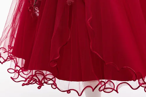 Miniatura 6 de Weileenice Vestido de dama de honor de encaje para niñas de flores, princesa, boda, graduación, concurso de cumpleaños, fiesta de cumpleaños, tutú