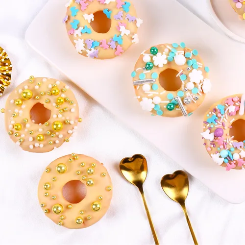 Miniatura 4 de Gránulos dorados para decoración de pasteles, perlas blancas, azúcar, chispas metálicas, cupcakes, galletas, coberturas de helado, 4.23 onzas, Oro