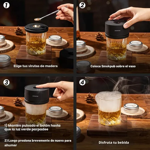 Miniatura 7 de Kit de Ahumador Eléctrico para Whisky Smokpub con Encendido Integrado, Sin Necesidad de Butano, Kit de Ahumador de Cócteles Recargable con 6