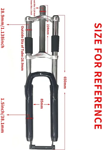 Miniatura 3 de Horquilla negra para bicicleta, 26 pulgadas de triple árbol Horquilla de suspensión - Horquilla de bicicleta motorizada a gas (negro)