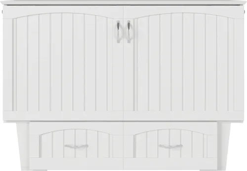 Miniatura 10 de AFI, Nantucket - Cómoda de cama Murphy de tamaño matrimonial con colchón, cajón de almacenamiento y cargador USB integrado, color blanco