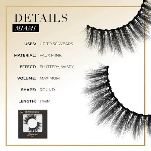 Miniatura 6 de Lilly Lashes Pestañas magnéticas Click - Pestañas postizas magnéticas de visón sintético de Miami para un aspecto natural - Pestañas postizas