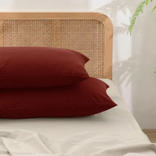 Miniatura 23 de BESTOUCH 100% Algodón Lavado Funda de Almohada para Cabello y Piel, Sensación de Lino, Suave, Cómoda, Transpirable, Juego de 2 Fundas de Almohada