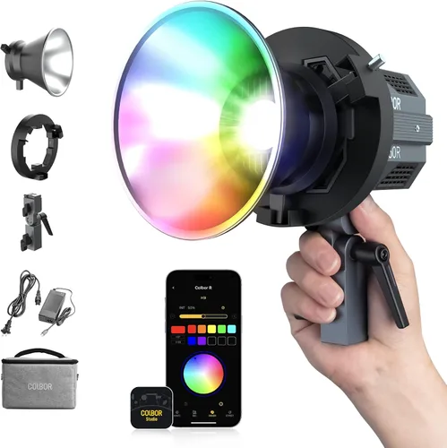 Miniatura 9 de Luz de video, COLBOR CL60 65W COB LED Iluminación de salida continua 2700k-6500K CRI97+ Monolight con montaje Bowens APP Control para disparos al