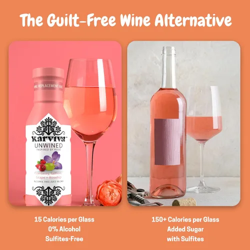 Miniatura 5 de Karviva Alternativa al vino rosado sin vino sin alcohol – Bajo en azúcar, orgánico, mezcla de hierbas para relajación, equilibrio hormonal y salud