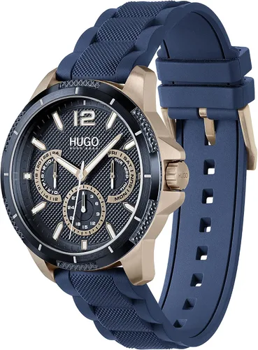 Miniatura 2 de HUGO Reloj de cuarzo para hombre de acero inoxidable con correa de silicona azul 22 modelo 1530210 Azul Patchwork Reloj de cuarzo