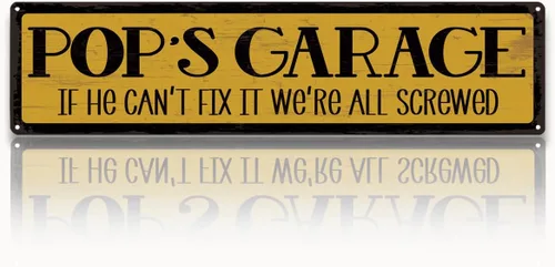 Miniatura 25 de Metal Fathers Day Gift, Retro Metal Tin Sign, Man Cave Decor, Papa's Garage, If He Can't Fix It We're Screwed, Garage Workshop Decor, Gift for Papa