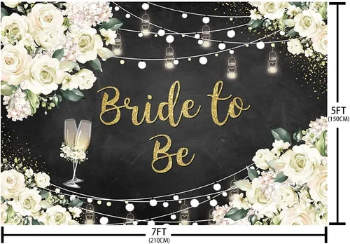 Miniatura 5 de AIBIIN Telón de fondo floral blanco de 7 x 5 pies, decoración de fiesta de despedida de soltera, suministros para parejas, boda, señorita a señora