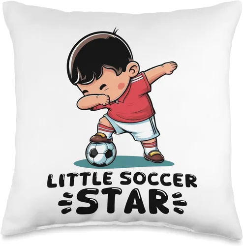 Dabbing Soccer Boy Little Soccer Funny Star Kids Football Throw Pillow
