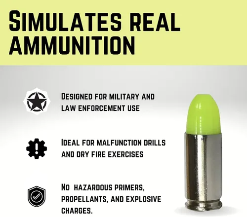 Miniatura 3 de ST Action Pro - Rondas ficticias de 9mm – Paquete de 5 municiones de entrenamiento inertes para tiro en seco, ejercicios de mal funcionamiento y uso