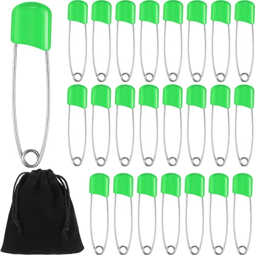 Miniatura 23 de 50 unidades de pines de seguridad para pañales con cabeza de plástico de 5,6 cm, pines de pañal con cierres de bloqueo, acero inoxidable con bolsa