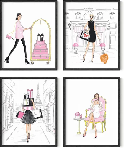 Miniatura 10 de HAUS AND HUES Decoración de pared de maquillaje para habitación de glamour, juego de 4 cuadros de moda para pared, arte de pared con lápiz labial