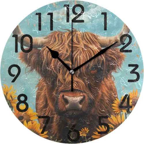 Miniatura 30 de Spring Hummingbird - Reloj de pared redondo con estampado de flores, 9.5 pulgadas, funciona con pilas, reloj de escritorio analógico silencioso