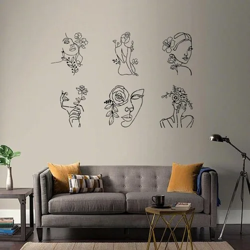 Miniatura 4 de ORIGACH 9 PCS 11.8x11.8 pulgadas Plantillas Abstractas Minimalistas Modernas de Mujeres, Patrón de Cara Femenina Floral Plantillas Grandes de PET
