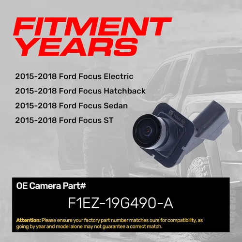 Miniatura 2 de Master Tailgaters Repuesto para Ford Focus ST, Sedán, Eléctrico, Hatchback (2015-2018) Cámara de Respaldo OE Parte # F1EZ-19G490-A