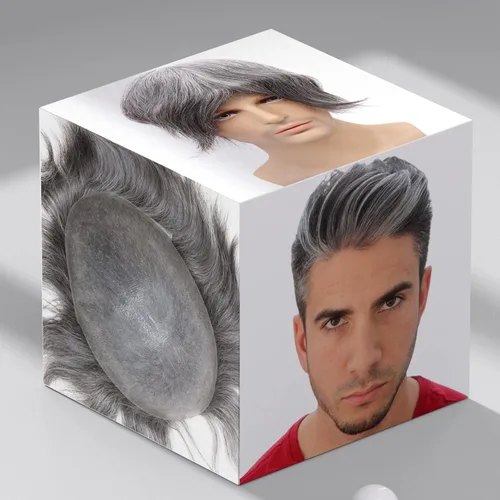 Miniatura 17 de toupee tupé para hombres 0.002 in ultra suave y transparente piel fina con bucle en V línea capilar natural para hombre, extensiones de cabello 1B