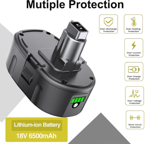 Miniatura 6 de FSKE Paquete de 2 baterías de iones de litio de 6.5 Ah de repuesto para Dewalt 18 V, compatible con DC9096 DC9098 DC9099 DE9039 DE9095 DE9096 DE9098