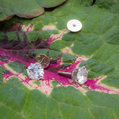 Miniatura 3 de Aretes colgantes de circonio cúbico ComfyEarrings de 14 pulgada con la respaldos planos de rosca muy cómodos