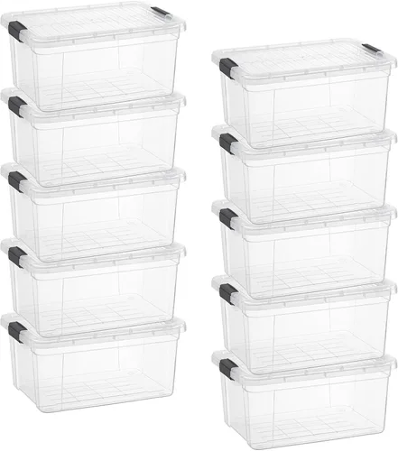 Miniatura 41 de Superio - Cajas de almacenamiento pequeñas planas transparentes con tapas, contenedores de plástico de 4.5 cuartos de galón para organizar, cajas