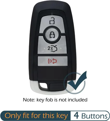 Miniatura 2 de 2 fundas de silicona para llavero de 4 botones, funda para control remoto, sin llave, protector de goma compatible con Ford Fusion Edge Expedition
