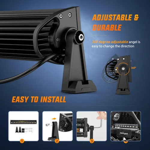 Miniatura 7 de Nilight - Barra de luz LED 7D de 22 pulgadas, 150W, combo de haz de inundación y foco, ámbar y blanco, luz de trabajo todoterreno, luces de Blanco