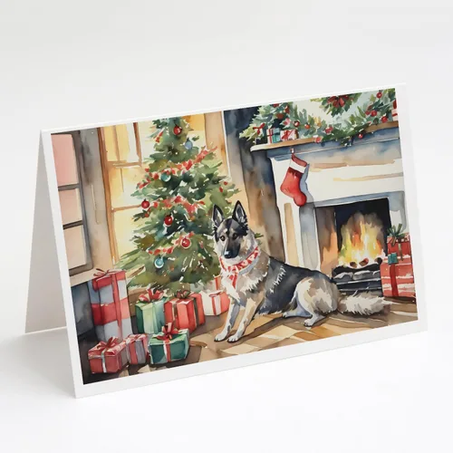 Miniatura 100 de Caroline's Treasures DAC2753GCA7P Paquete de 8 tarjetas de felicitación navideña acogedora de Husky siberiano Tarjetas en blanco con sobres