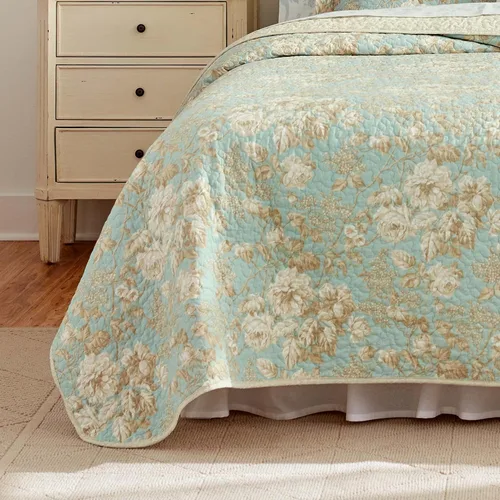 Miniatura 7 de Juego de colchas reversibles Brompton Serene de Laura Ashley, Algodón, Serene, gemelo