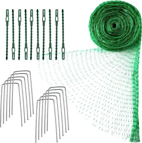 Boao Red para pájaros para jardín, proteger árboles frutales, verduras, árboles de 13 x 32.8 pies con brida para cables y clavija de jardín en forma