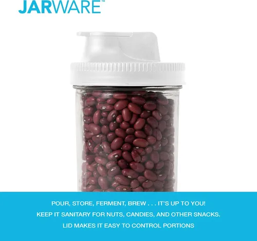 Miniatura 9 de Jarware 82686 - Juego de 2 tapas de boca ancha con boquilla para tarro de masón, color negro
