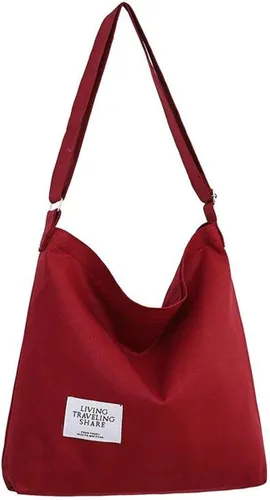Covelin - Bolsa de hombro informal de lona para mujer, estilo bohemio y retro, bolsa de mano, bolso cruzado, tamaño grande