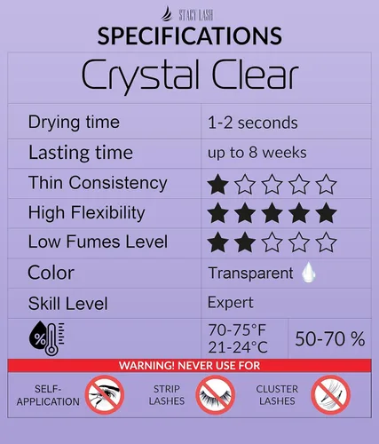 Miniatura 4 de STACY LASH Pegamento de extensión de pestañas transparente (0.17 fl.oz/0.2 fl oz)/1 segundo de tiempo de secado/retención - 8 semanas/adhesivo