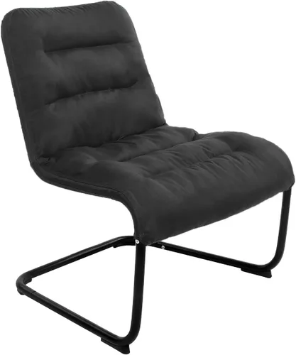 Zenree Silla moderna tapizada de metal duradero con cojín suave, color negro, ideal para dormitorios, salas de estar, dormitorios, espacios