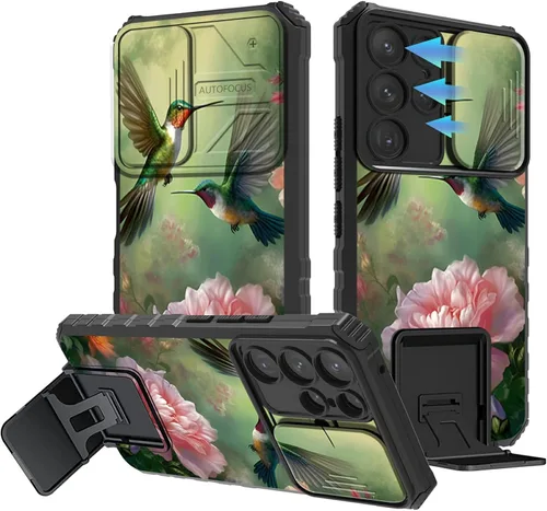 Miniatura 50 de Funda para Samsung Galaxy S22 Ultra 5G, Galaxy S22 Ultra con cubierta de cámara deslizante, funda resistente de doble capa con función atril Black