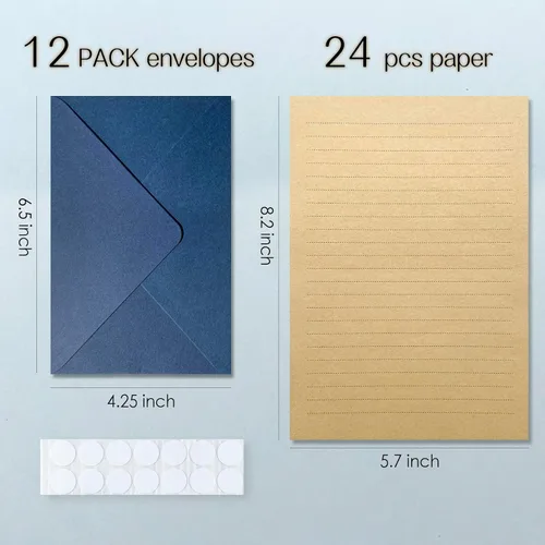 Miniatura 5 de Tuhangcc Juego de papelería de terciopelo de alta calidad, diseño único con 24 hojas de escritura, 12 sobres (4 x 6), elegante kit de escritura