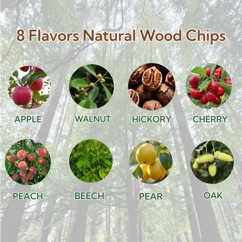 Miniatura 7 de Paquete variado de chips de madera ahumador de cóctel de 8 sabores, para bourbon y whisky, manzana, nogal, cereza, pera, roble, nuez, haya